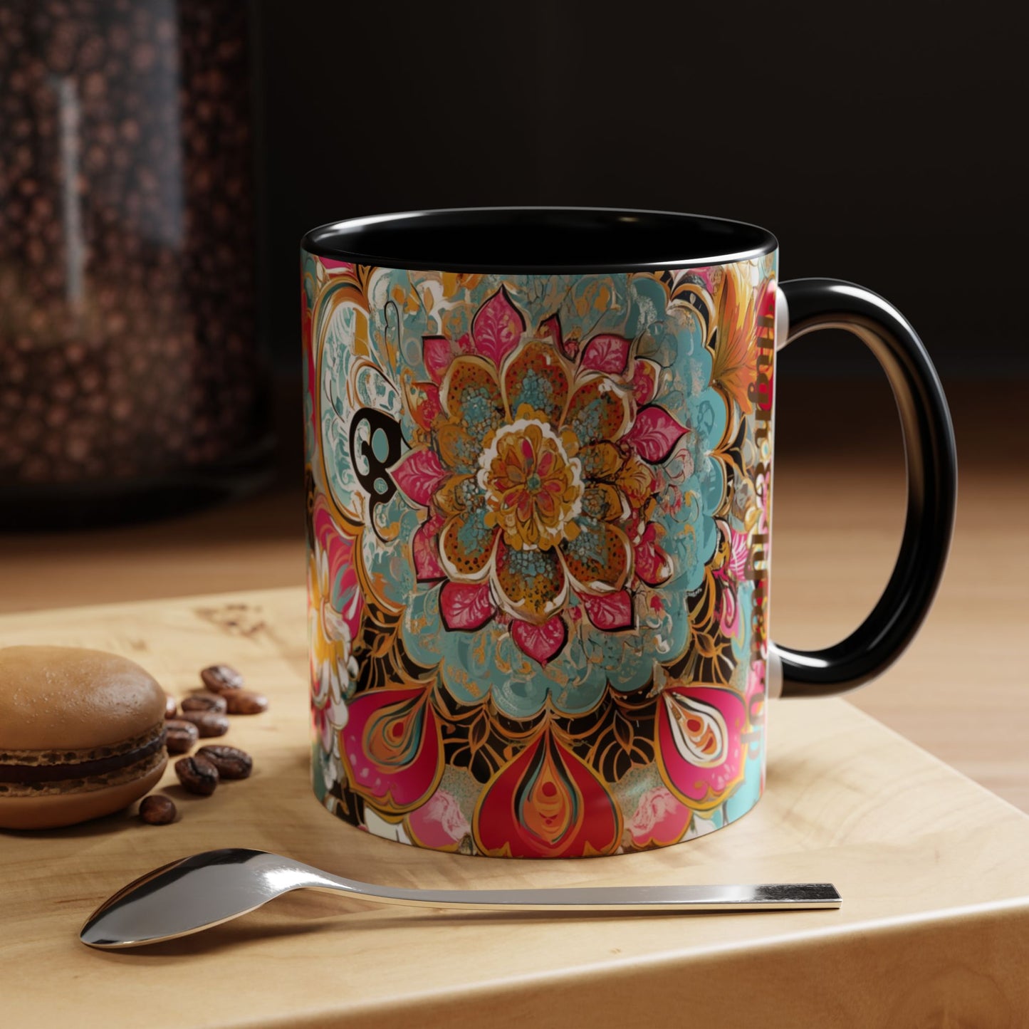 Vibrant Floral Accent Boho Coffee Mug, Floral.