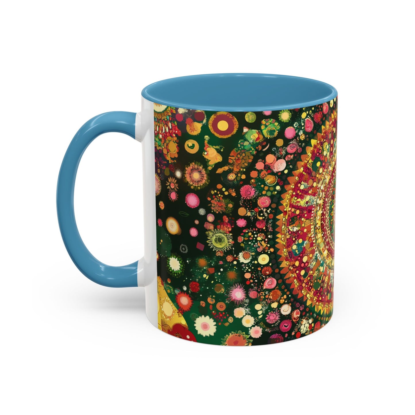 Vibrant Mandala Accent Coffee Mug, Colorful Drinkware.