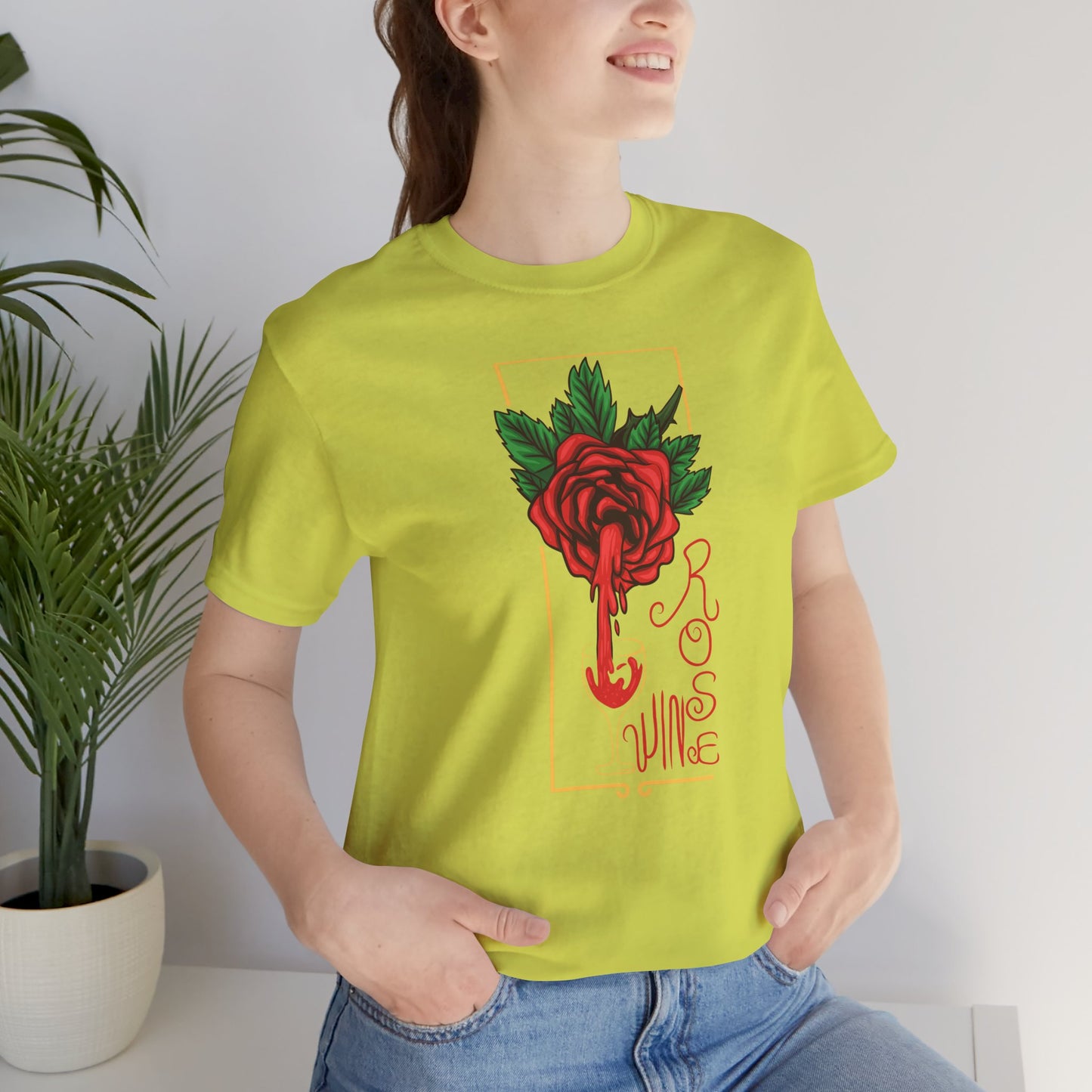 Rose Wine Unisex Tee, Perfect for Wine Lovers, Gifts for Her, Casual Date Night, Summer Apparel, Floral Graphic Shirt