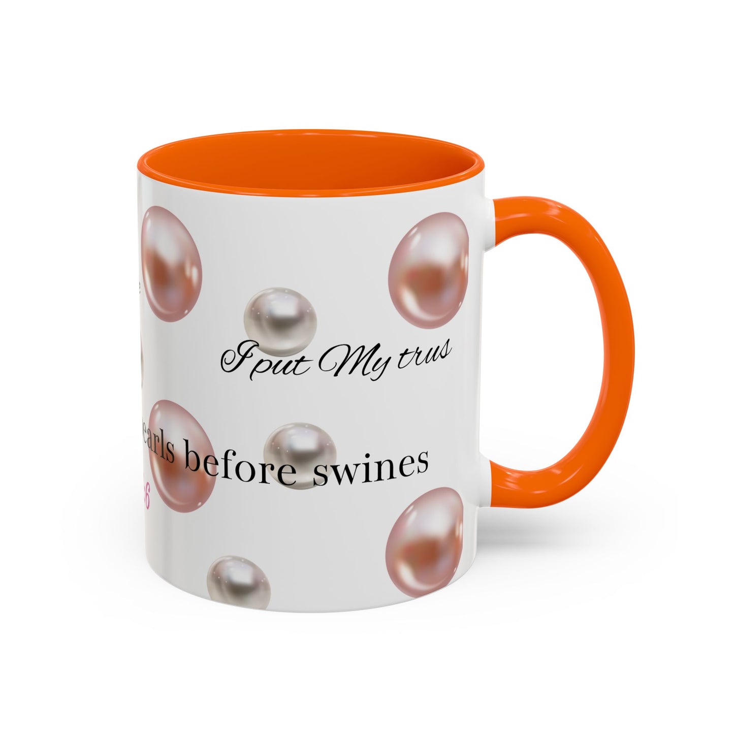Elegant Inspirational Coffee Mug with Pearls, Unique Gift for Friends, Spiritual Reminder.