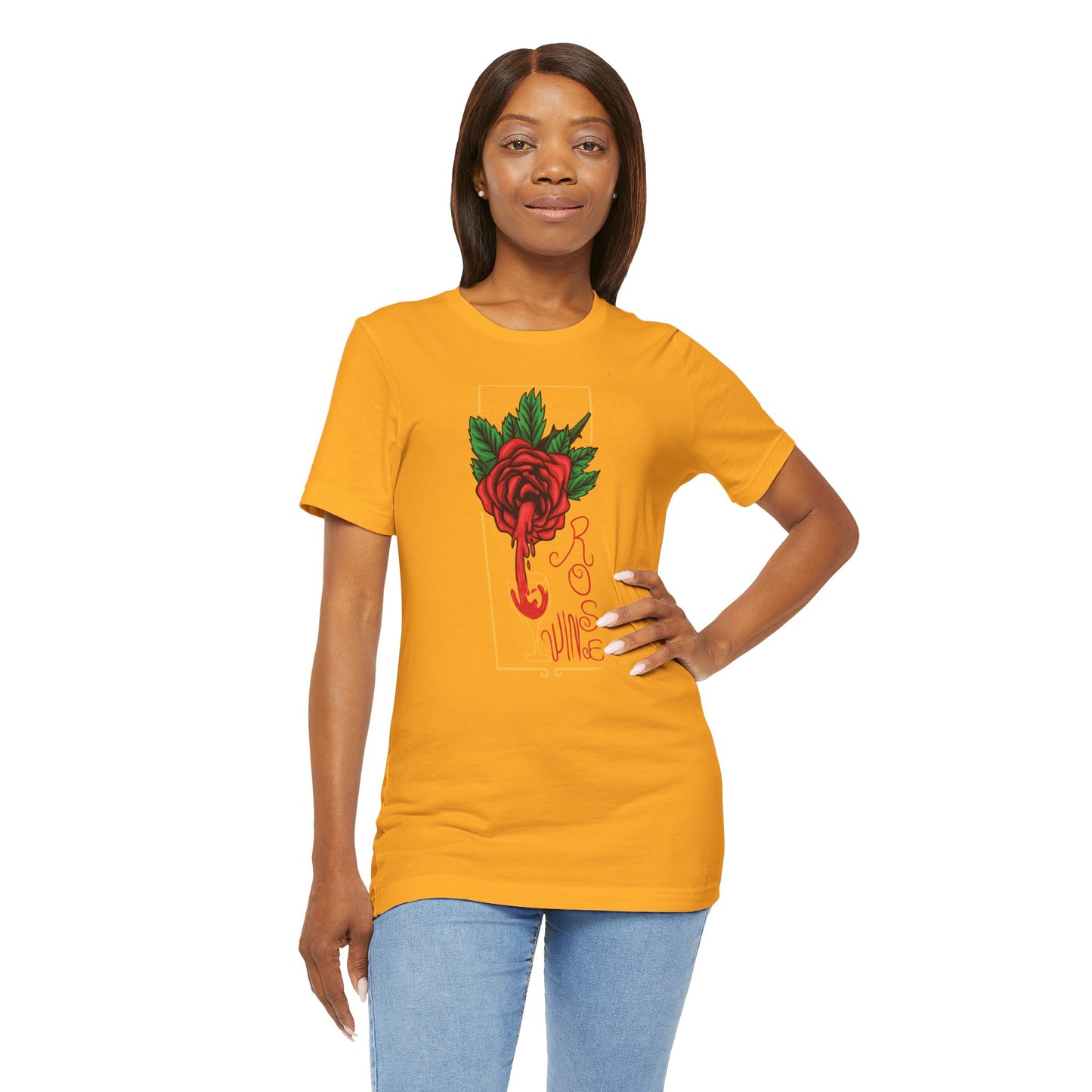 Rose Wine Unisex Tee, Perfect for Wine Lovers, Gifts for Her, Casual Date Night, Summer Apparel, Floral Graphic Shirt
