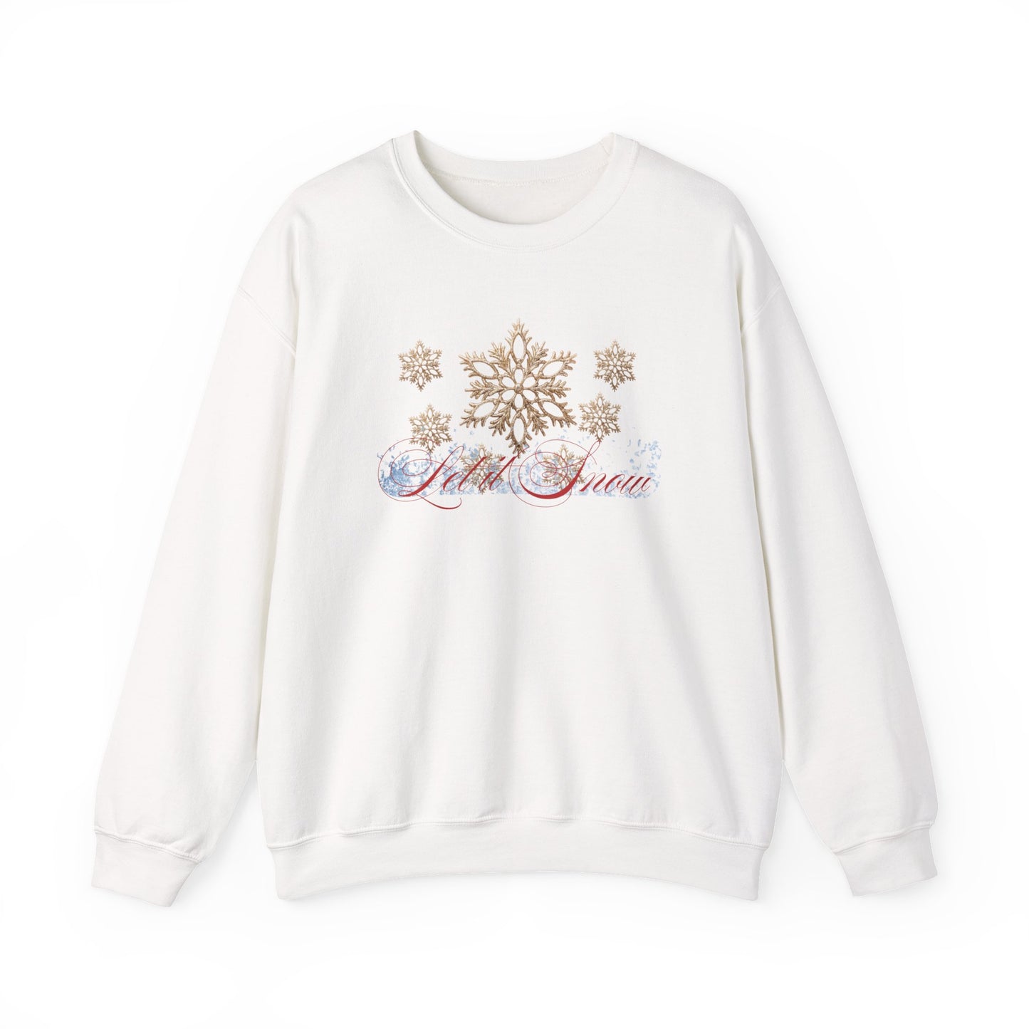 Snow Queen Crewneck Sweatshirt – 'Let It Snow' Gold Snowflake Holiday Sweatshirt