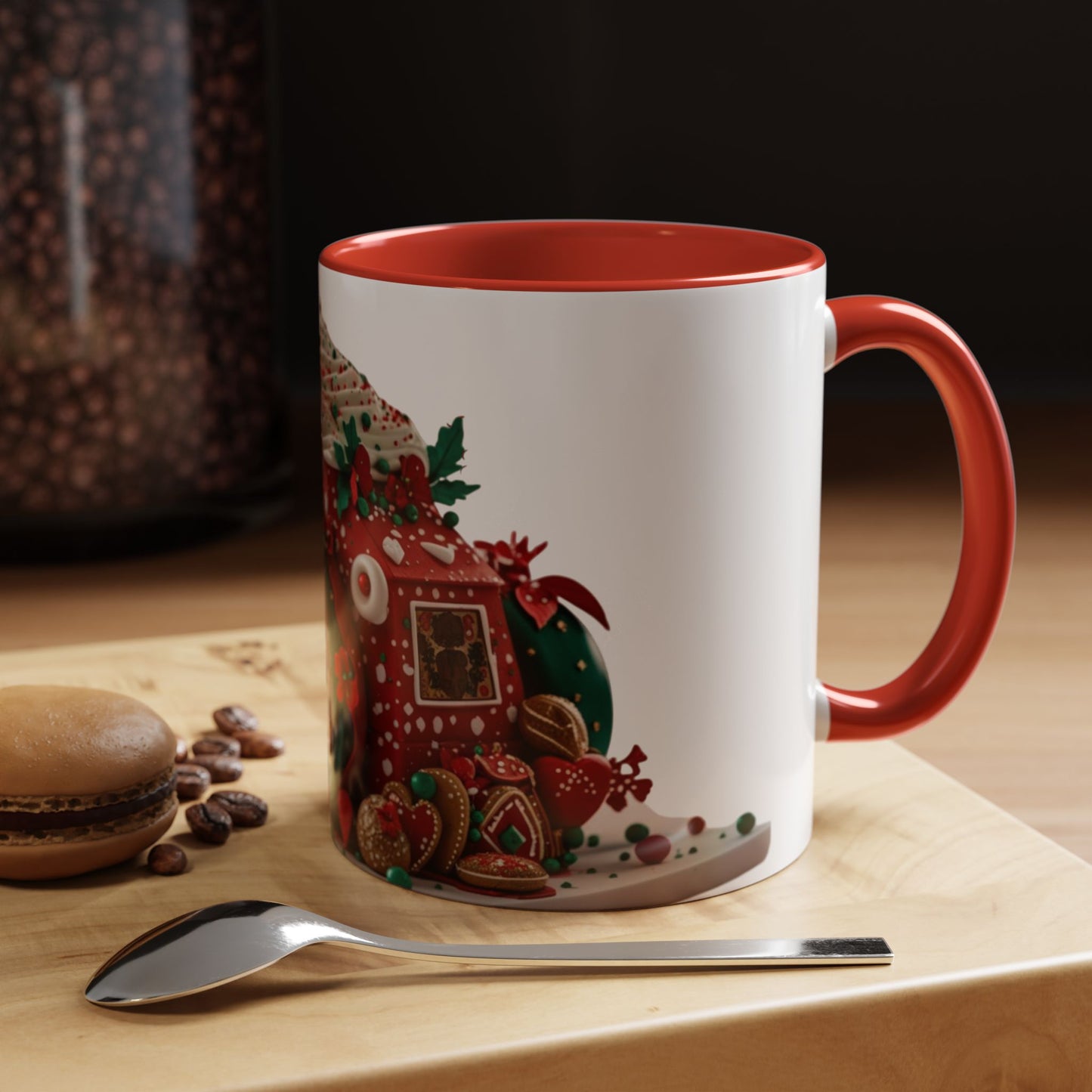 Festive Cat Coffee Mug, Christmas Coffee Cup.