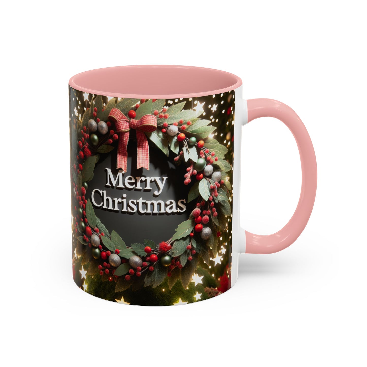 Christmas Coffee Mug with Wreath Design.