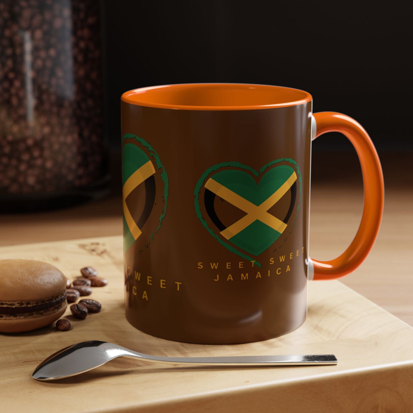 Accent Coffee Mug with Jamaican Heart Design - Perfect for Coffee Lovers, Gift for Travelers, Jamaica Celebration, or Home Decor