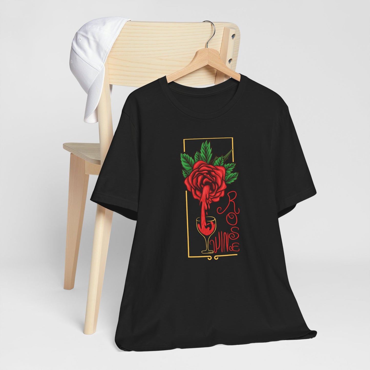 Rose Wine Unisex Tee, Perfect for Wine Lovers, Gifts for Her, Casual Date Night, Summer Apparel, Floral Graphic Shirt