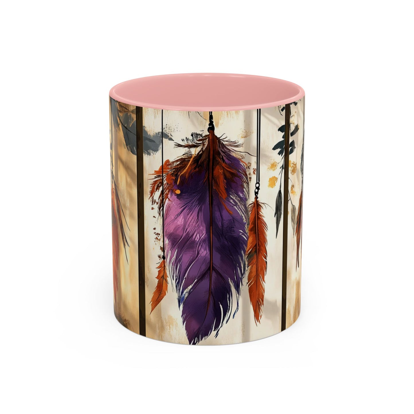 Bohemian Feather Coffee Mug, Dreamy Mug for Coffee Lovers, Unique Gift for Creatives, Boho Kitchen Decor, Holiday Gift