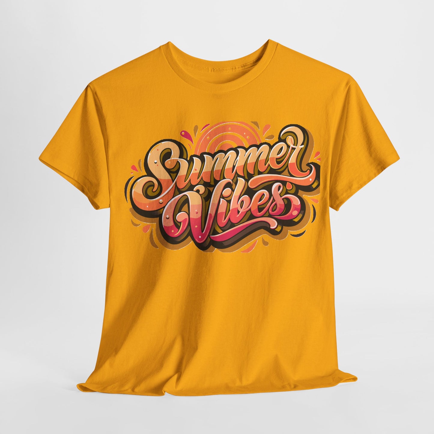 Summer Vibes Unisex Heavy Cotton Tee - Relaxed Fit, Casual Wear, Beach Outings, Gift for Friends, Summer Parties, Fun Graphic Tee