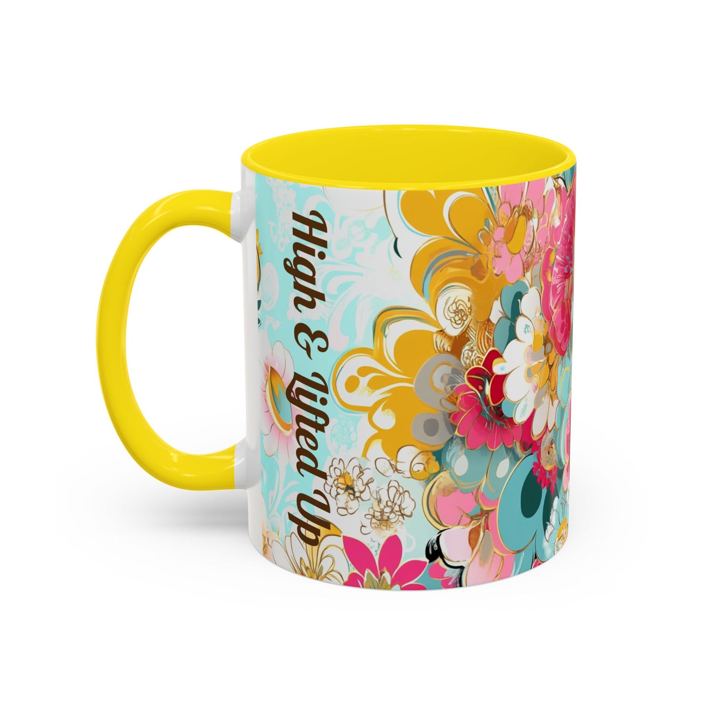 Vibrant Floral Accent Boho Coffee Mug, Floral.