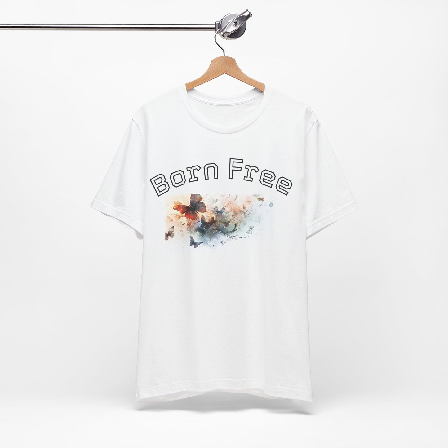 Born Free Butterfly Tee, Unisex Jersey Short Sleeve T-Shirt, Nature Lover Gift, Summer Fashion, Eco-Friendly Apparel, Inspirational Wear