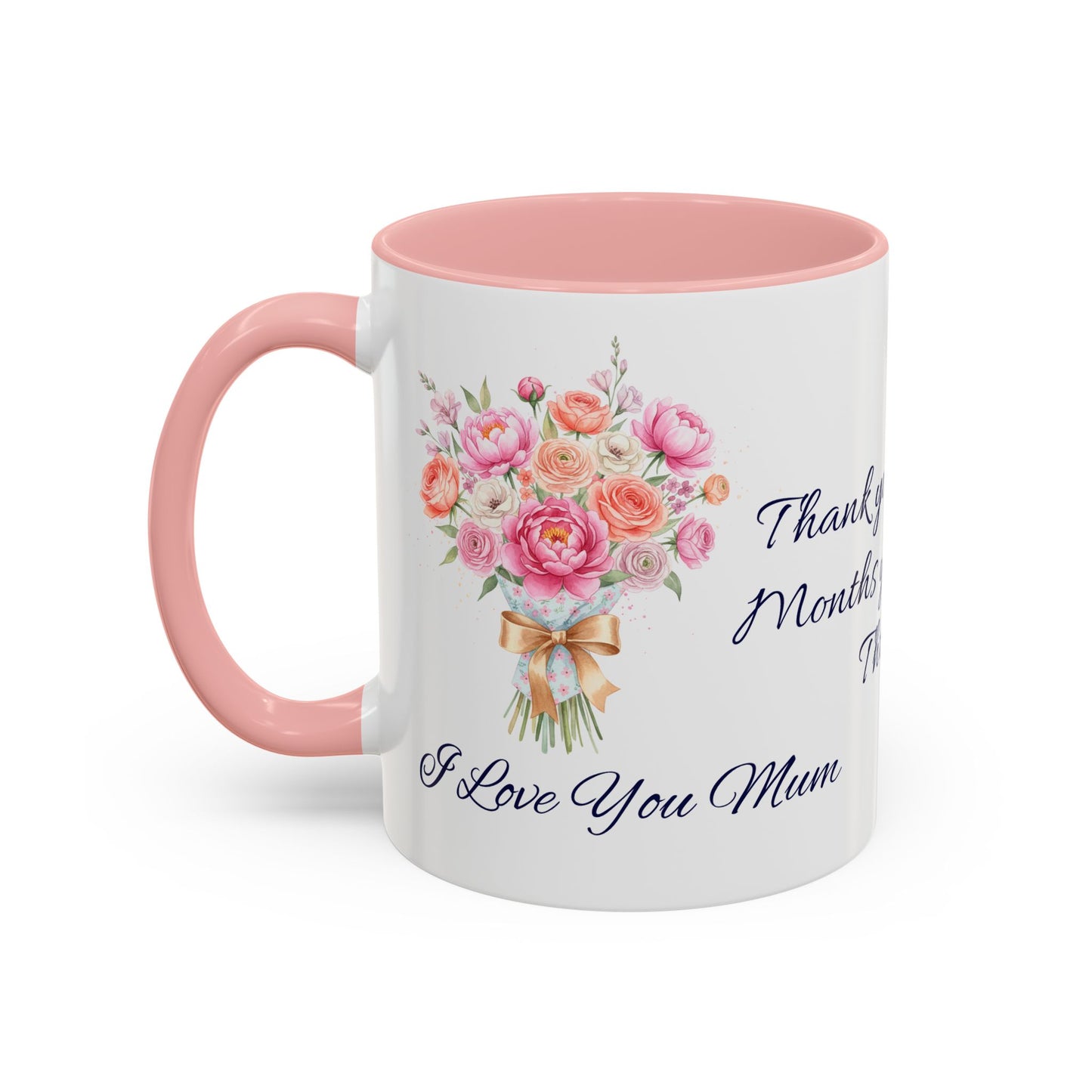 Floral 'I Love You Mum' Accent Coffee Mug