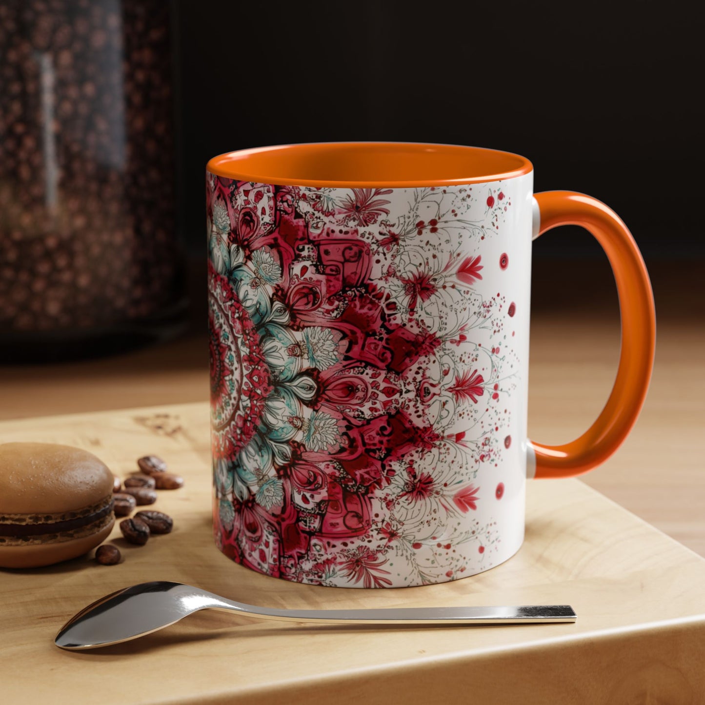 Bohemian Mandala Accent Coffee Mug  Artistic Gift for Coffee Lovers.