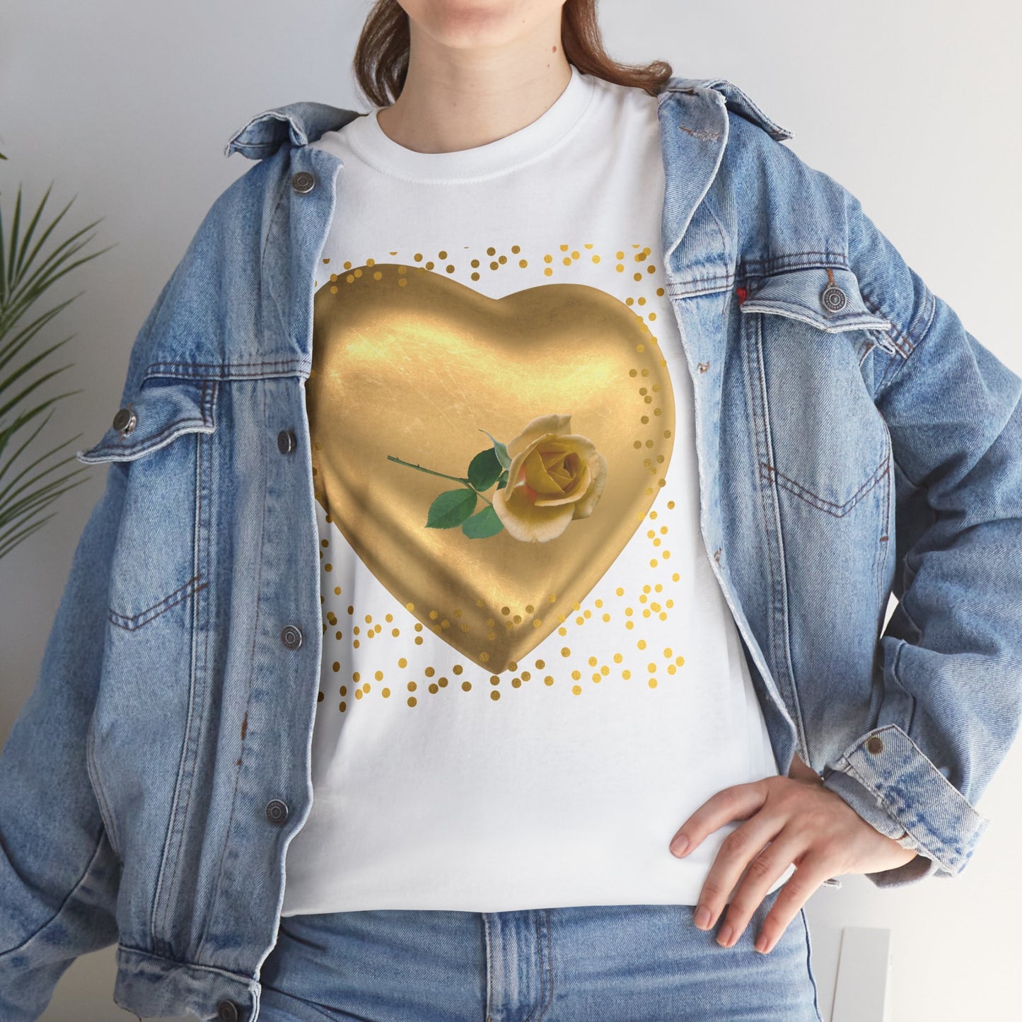 Golden Heart Tee, Unisex T-Shirt, Romantic Gift.
