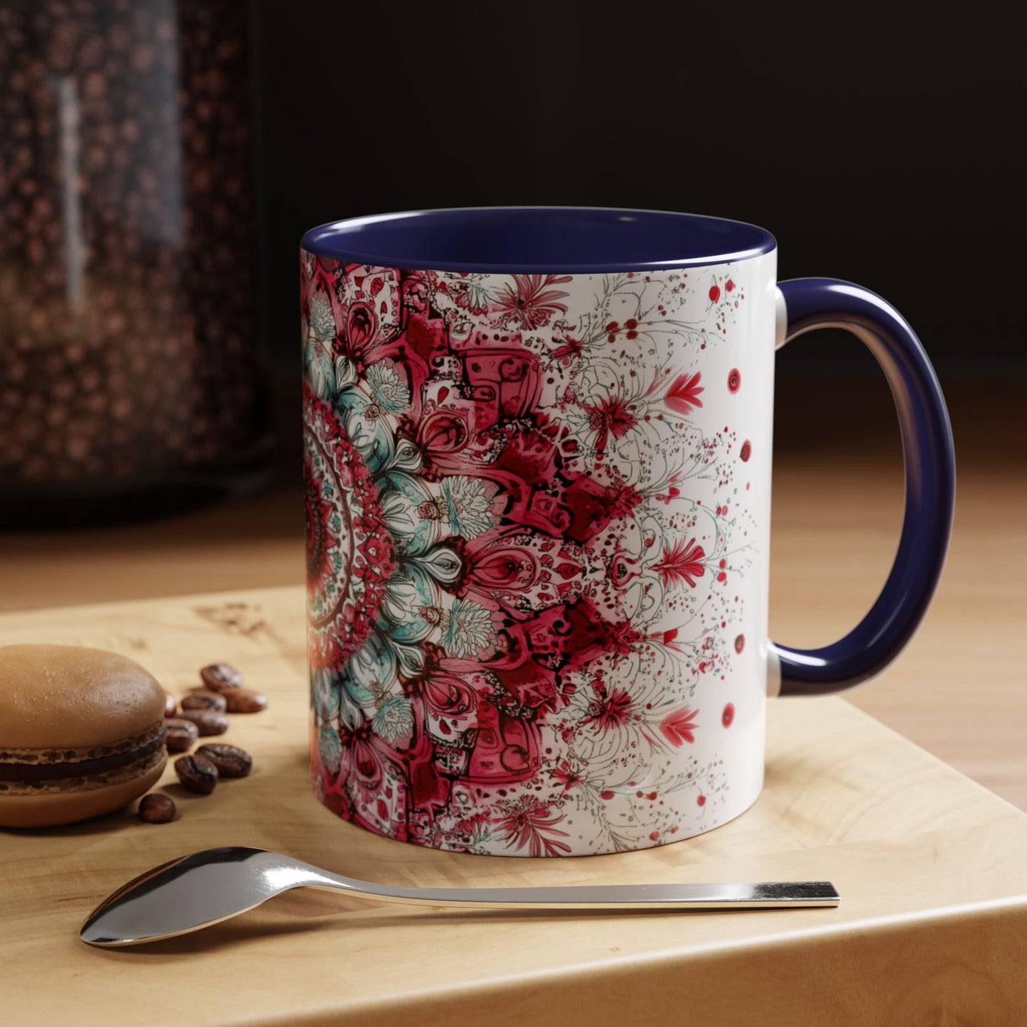 Bohemian Mandala Accent Coffee Mug  Artistic Gift for Coffee Lovers.
