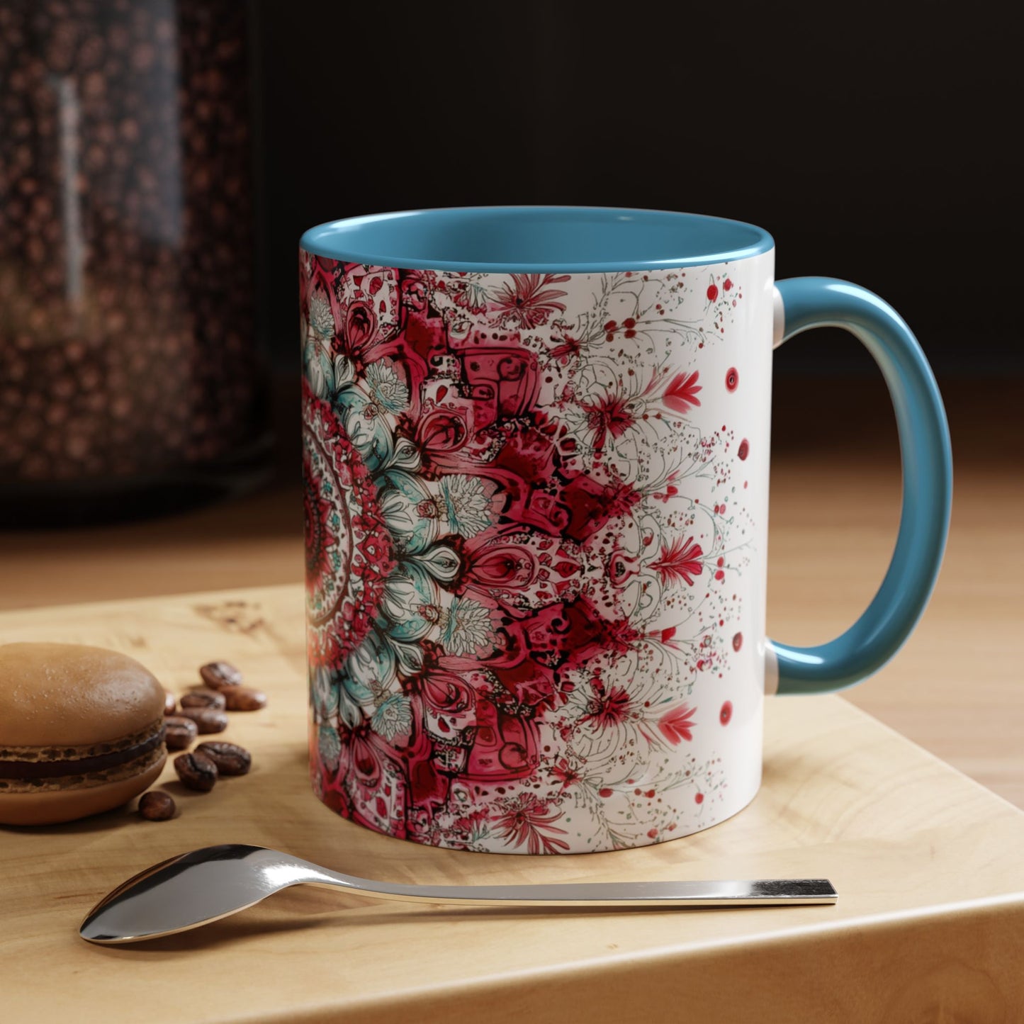 Bohemian Mandala Accent Coffee Mug  Artistic Gift for Coffee Lovers.