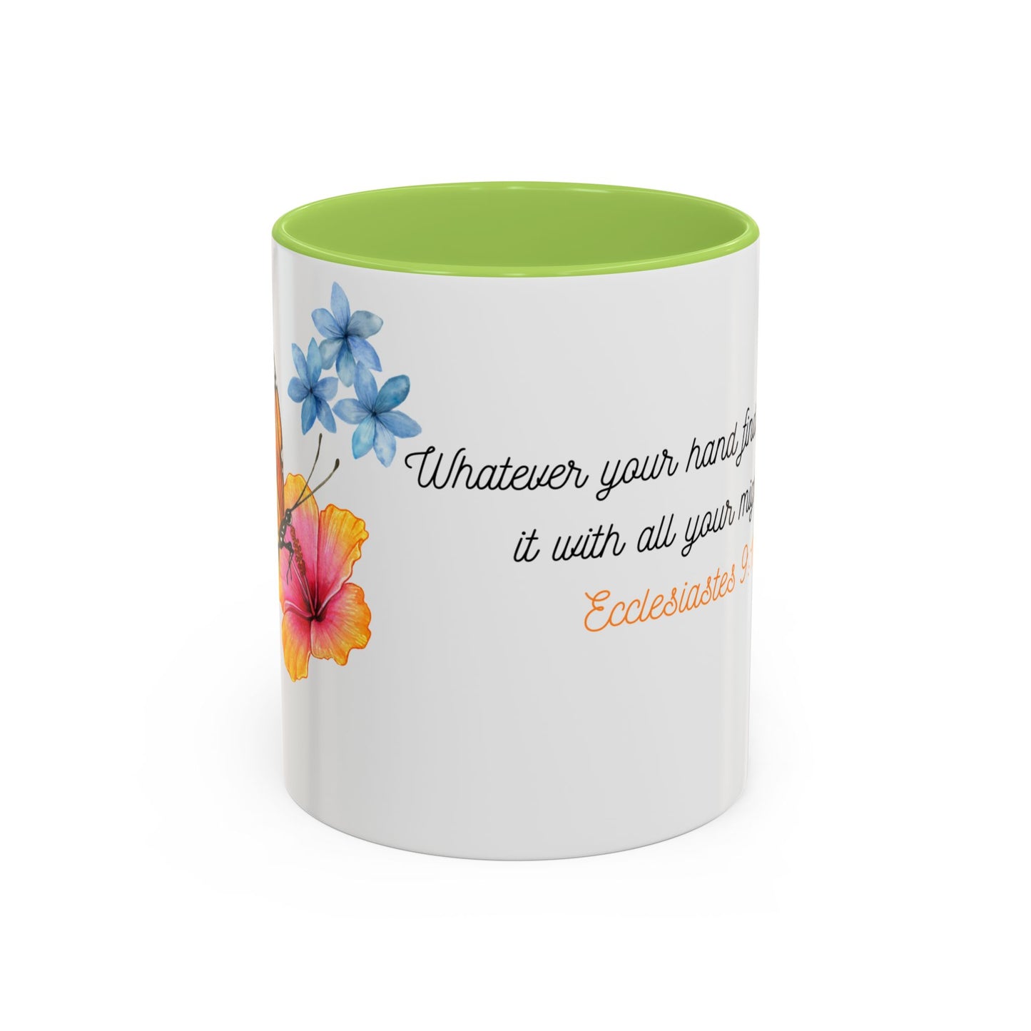Inspirational Accent Mug - Butterfly Design, with Motivational words.