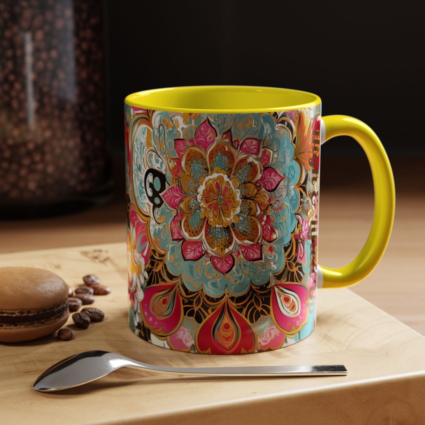Vibrant Floral Accent Boho Coffee Mug, Floral.
