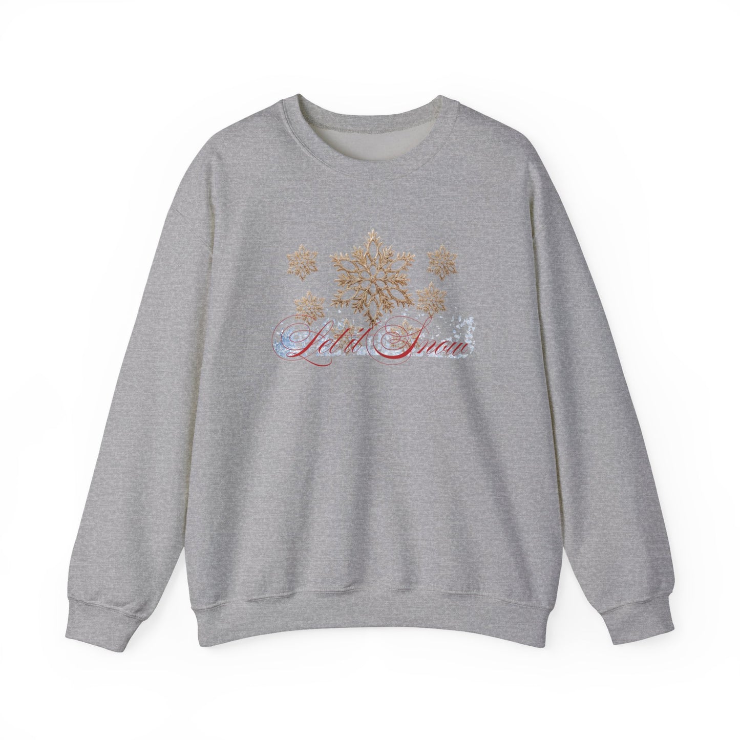 Snow Queen Crewneck Sweatshirt – 'Let It Snow' Gold Snowflake Holiday Sweatshirt