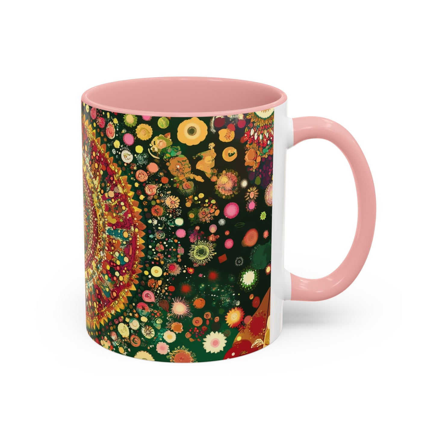 Vibrant Mandala Accent Coffee Mug, Colorful Drinkware.