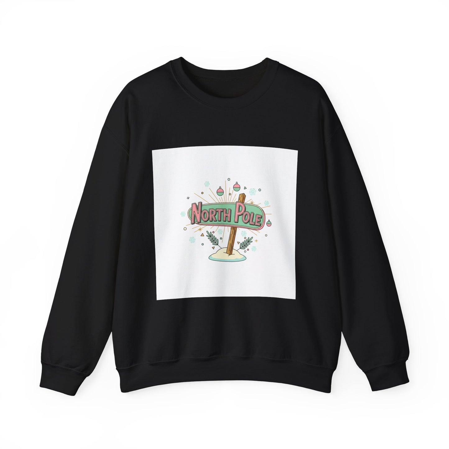 North Pole Sign Sweatshirt | mid century Christmas, retro holiday sign