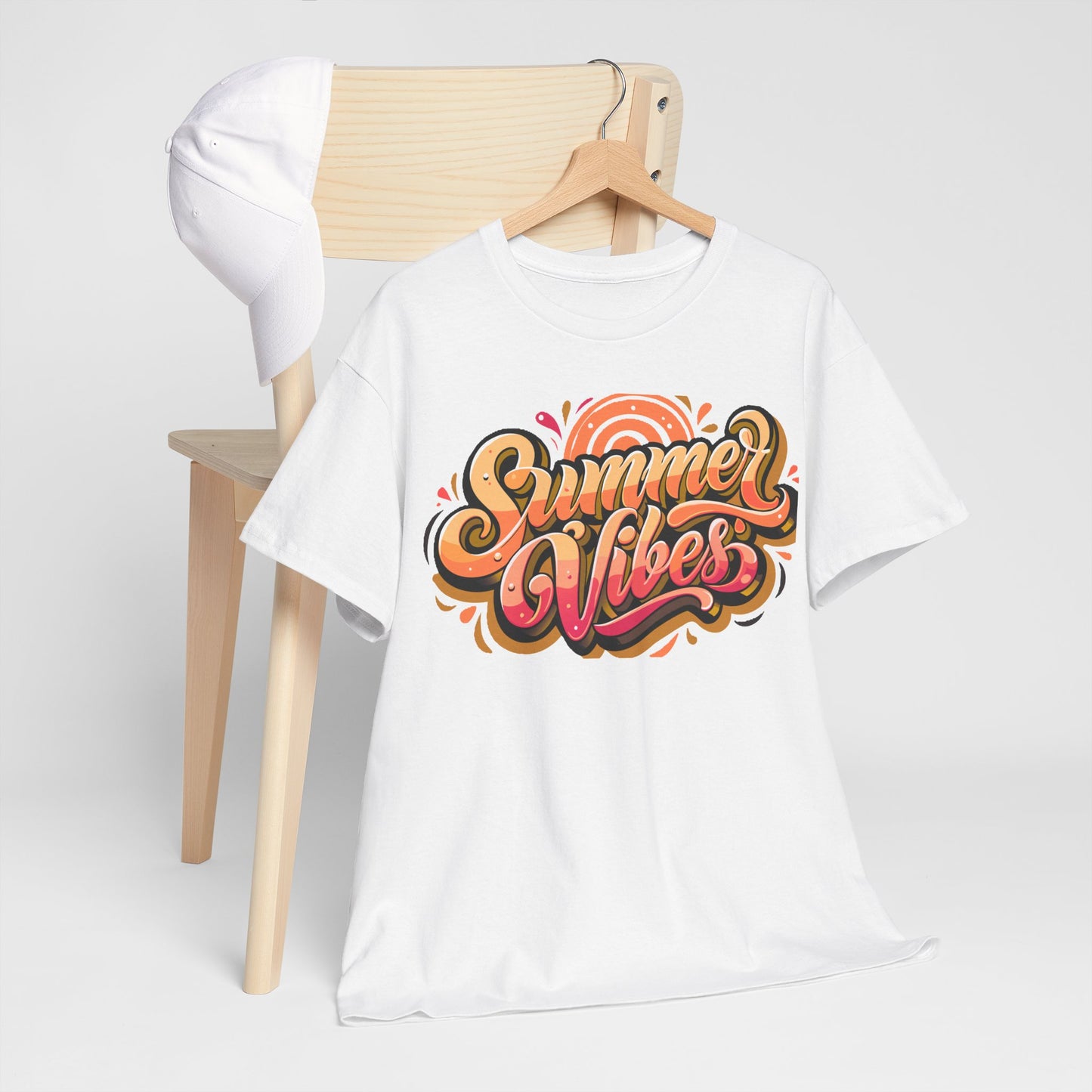 Summer Vibes Unisex Heavy Cotton Tee - Relaxed Fit, Casual Wear, Beach Outings, Gift for Friends, Summer Parties, Fun Graphic Tee