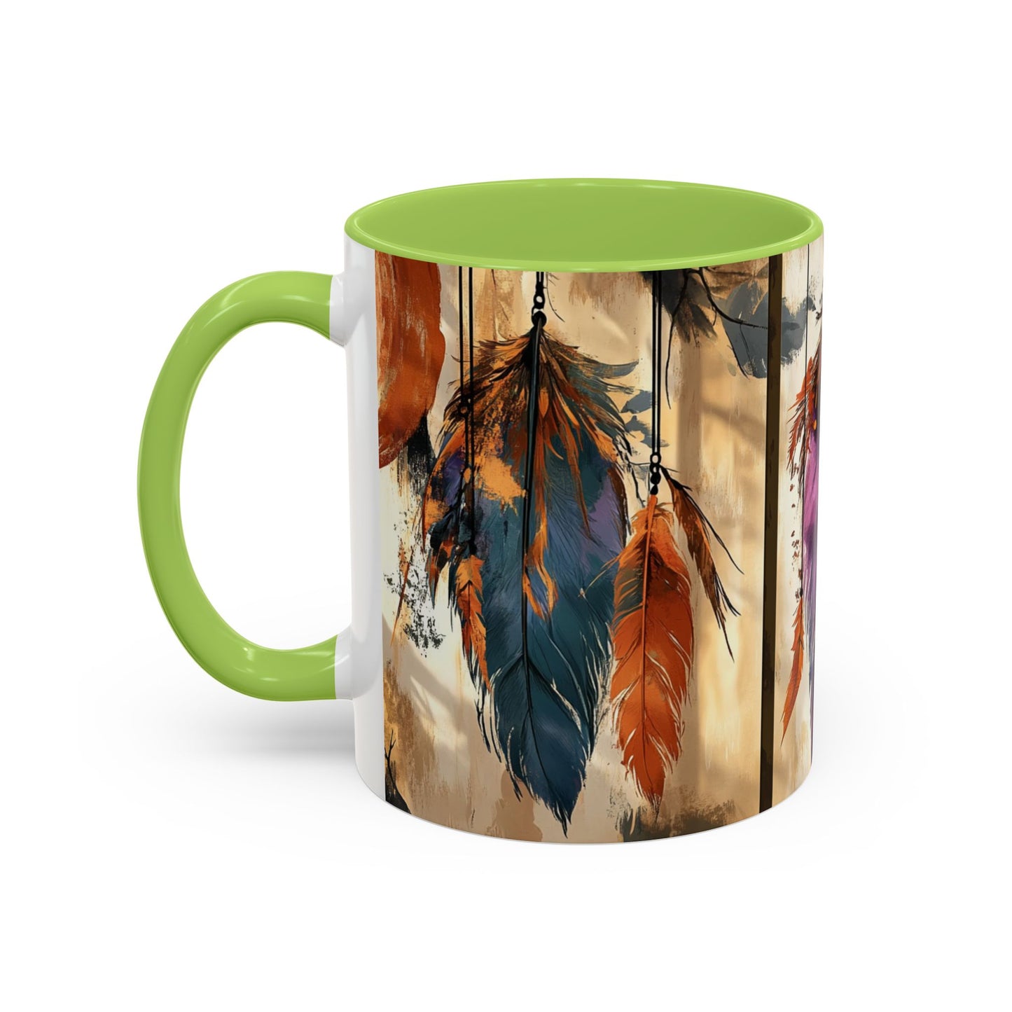 Bohemian Feather Coffee Mug, Dreamy Mug for Coffee Lovers, Unique Gift for Creatives, Boho Kitchen Decor, Holiday Gift