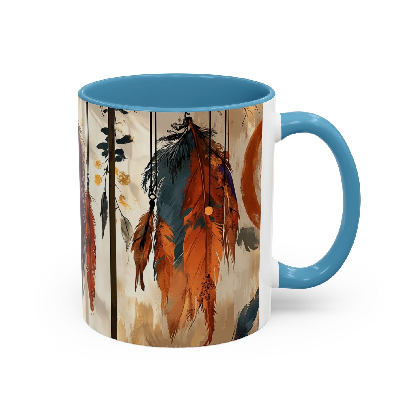 Bohemian Feather Coffee Mug, Dreamy Mug for Coffee Lovers, Unique Gift for Creatives, Boho Kitchen Decor, Holiday Gift
