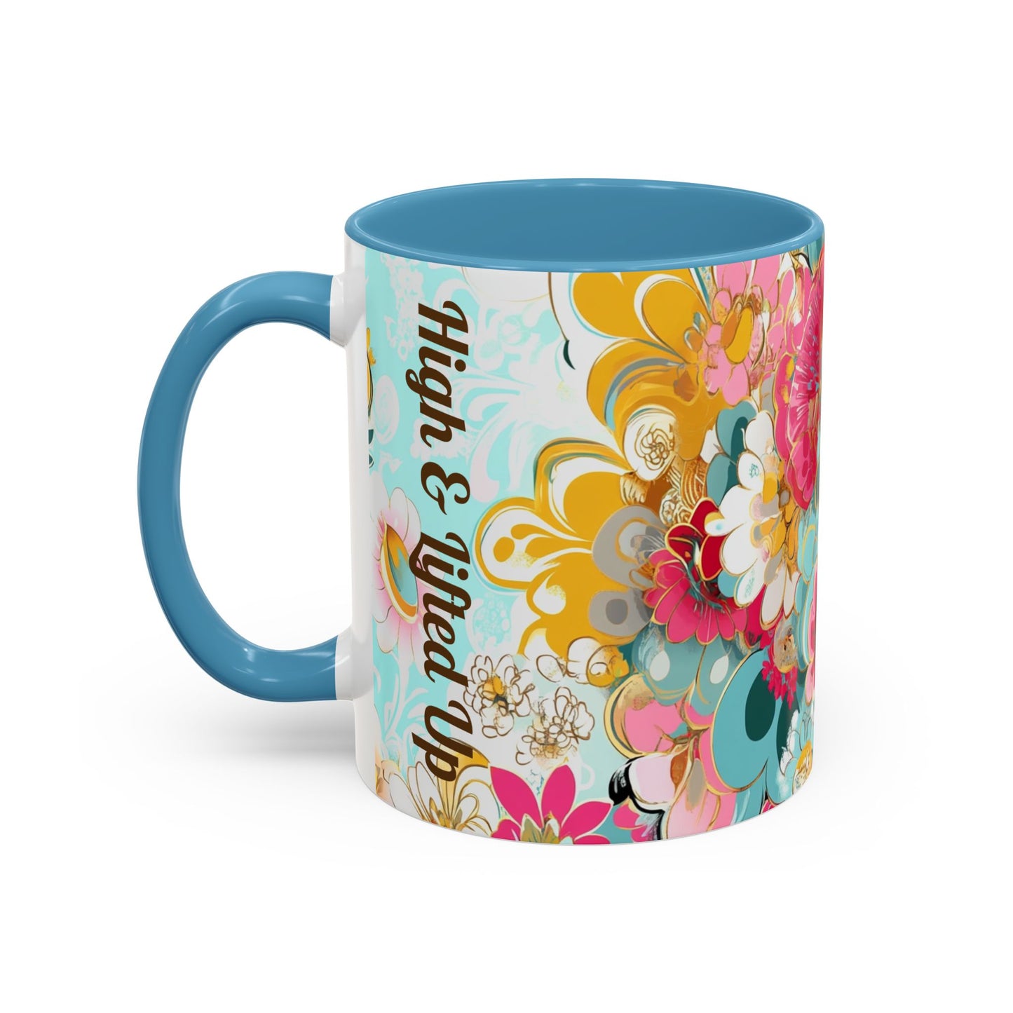 Vibrant Floral Accent Boho Coffee Mug, Floral.