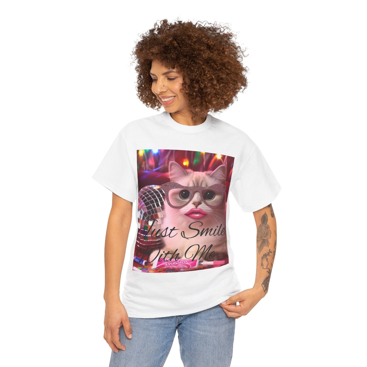 Just Smile Cat Unisex Heavy Cotton Tee - Fun and Funky Casual Wear