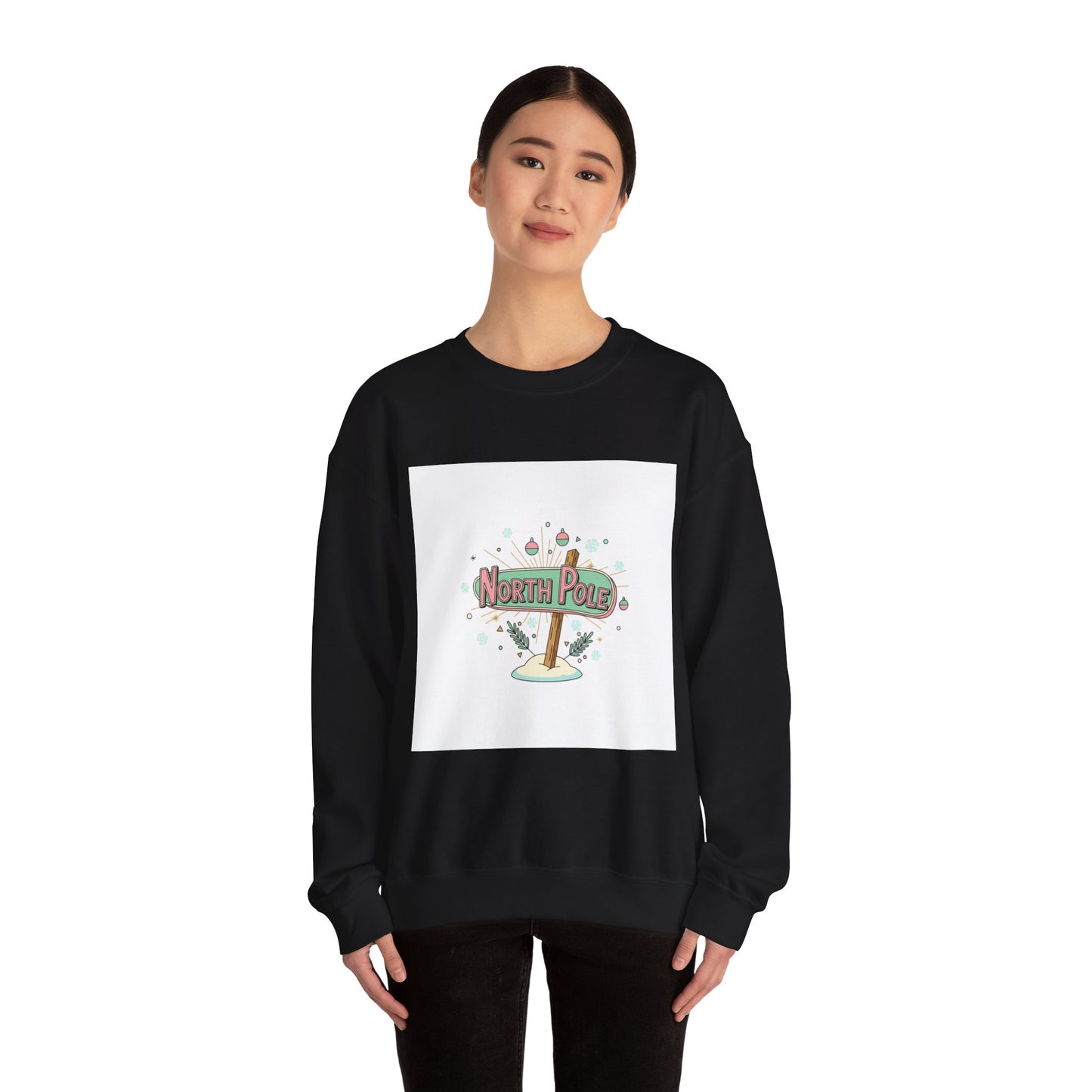 North Pole Sign Sweatshirt | mid century Christmas, retro holiday sign
