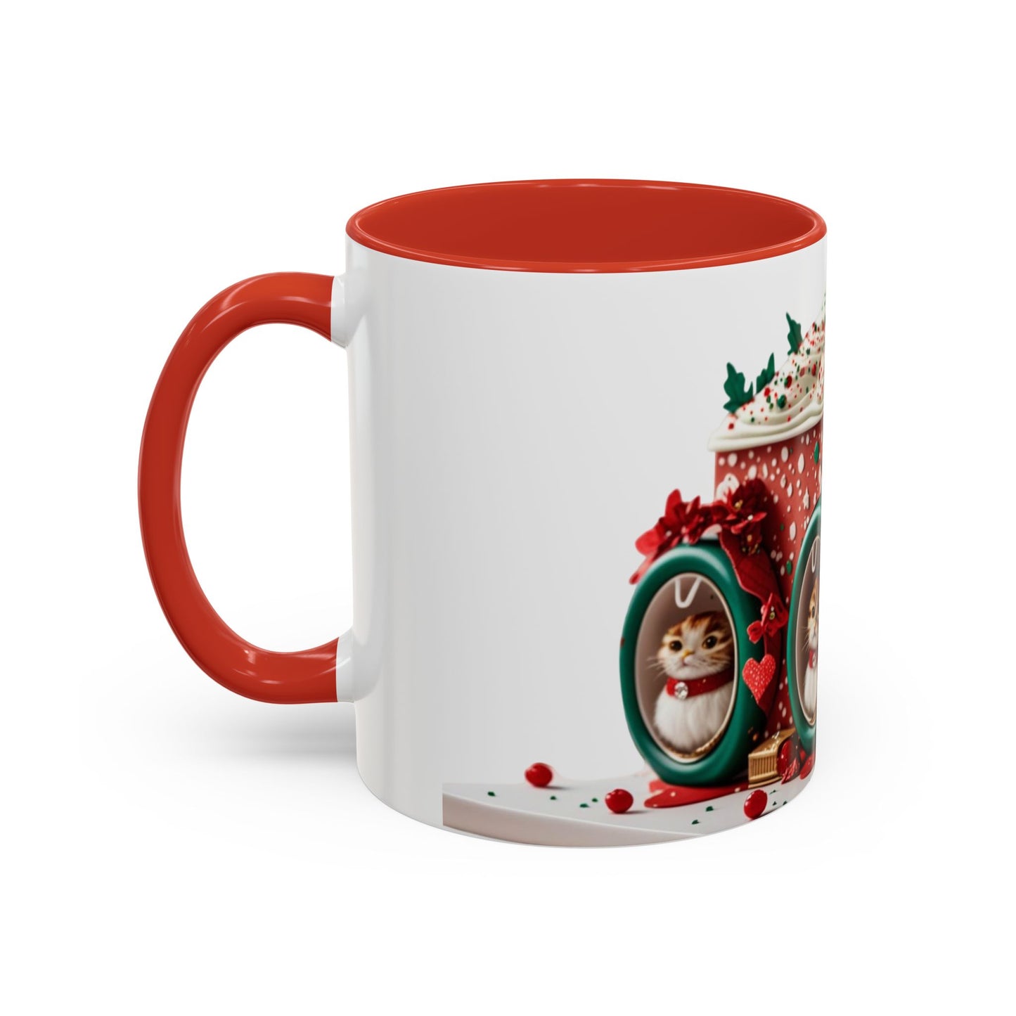 Festive Cat Coffee Mug, Christmas Coffee Cup.