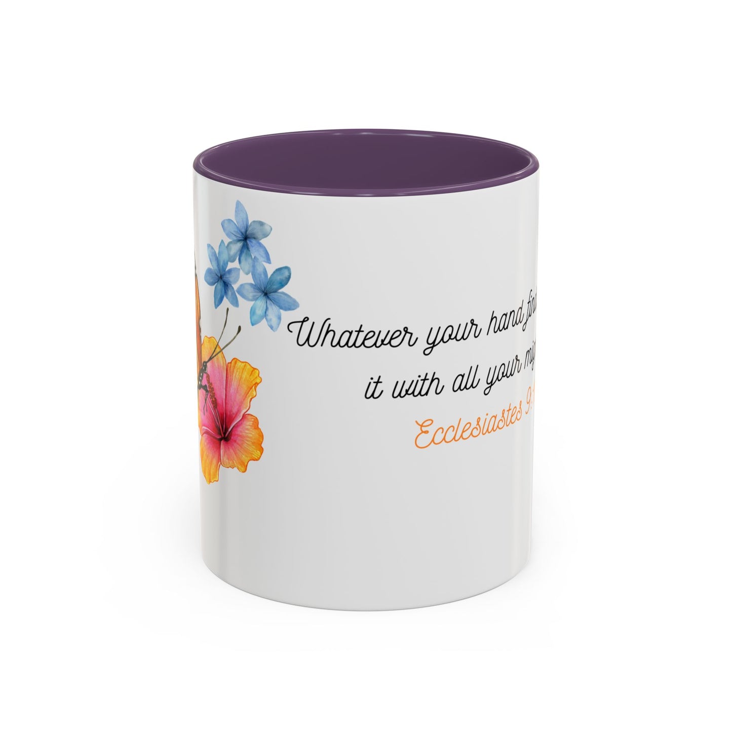 Inspirational Accent Mug - Butterfly Design, with Motivational words.