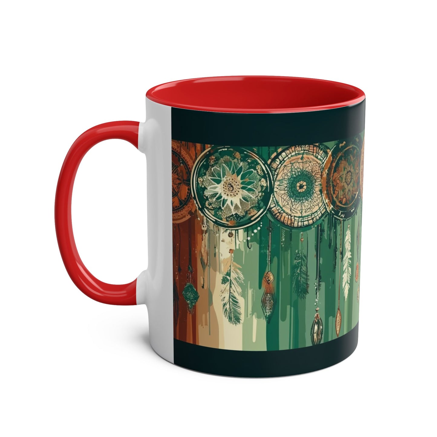 Dreamcatcher Two-Tone Coffee Mug, Boho Mug, Gift for Her, Home Decor, Coffee Lover's Mug, Unique Kitchenware