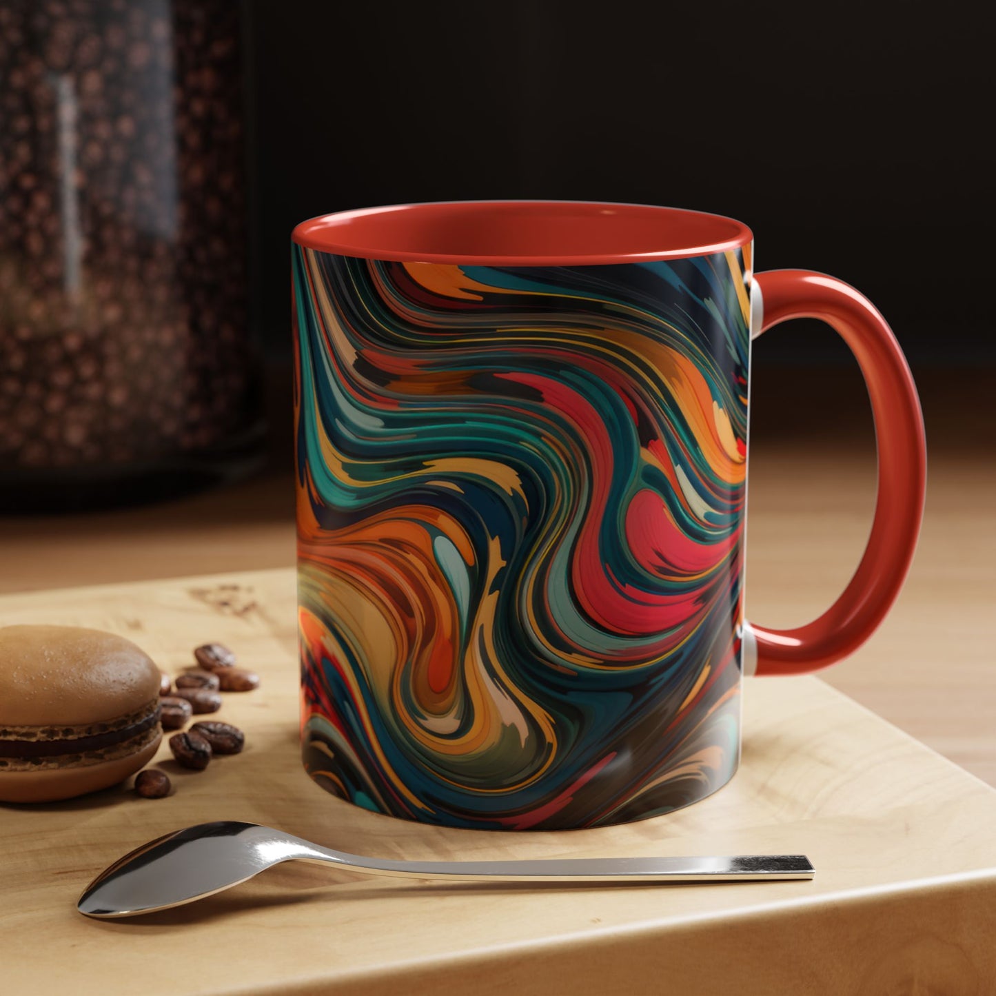 Vibrant Accent Coffee Mug, Artistic Mug Design Colorful Drinkware.
