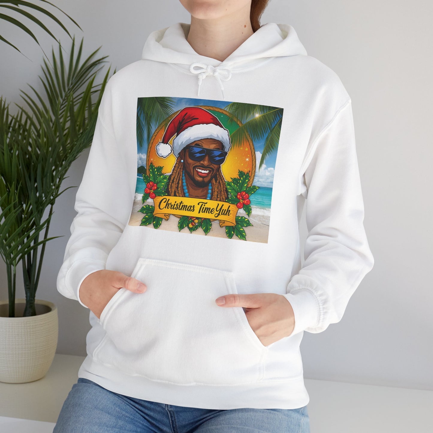 Christmas Time Yah Hoodie – Tropical Santa Reggae Holiday Sweatshirt