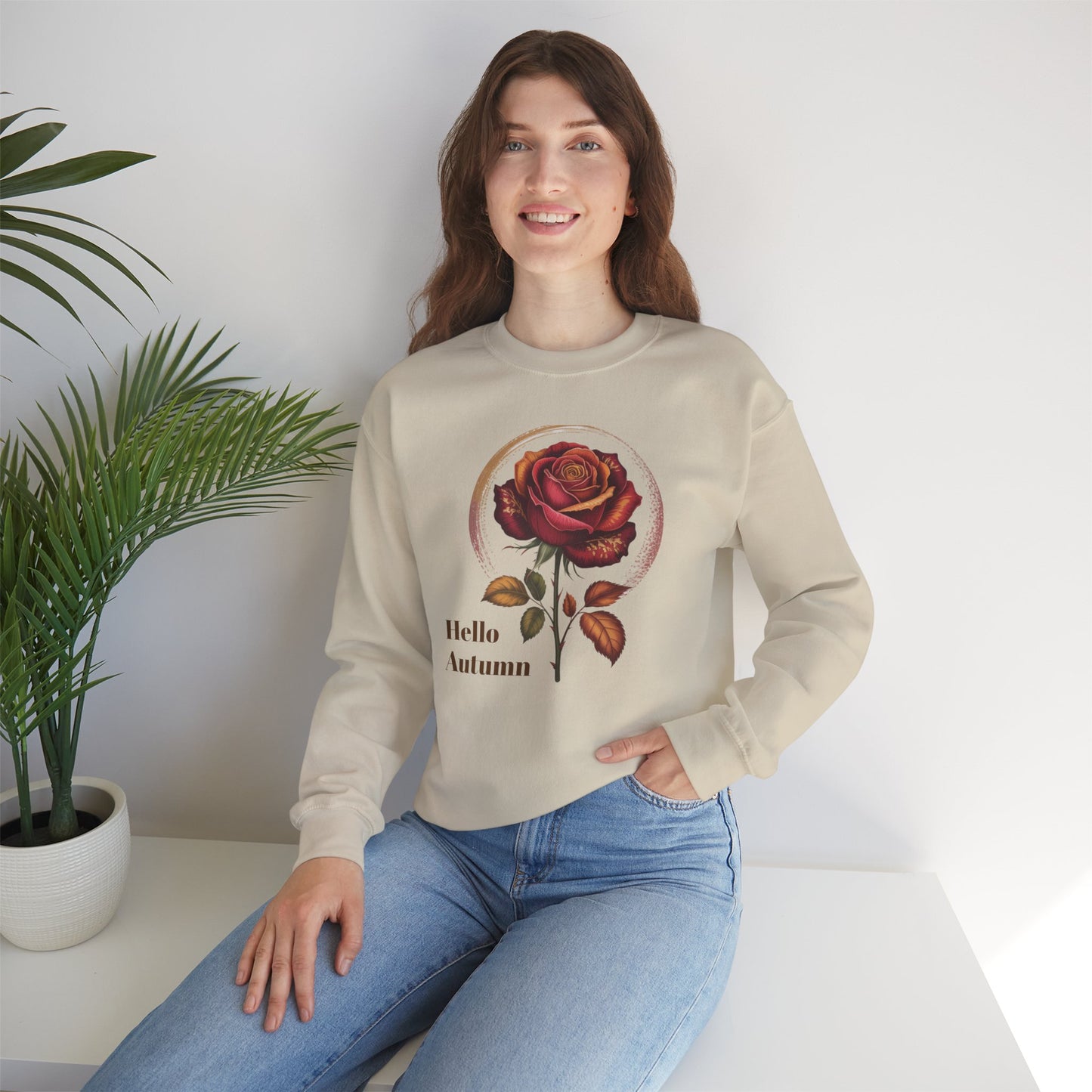 Autumn Rose Sweatshirt, Cosy Unisex Crewneck for Fall