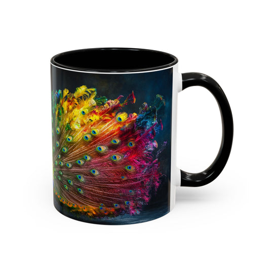 Colorful Peacock Accent Coffee Mug - Vibrant Art Inspired Gift for Bird Lovers, Home Decor, Unique Kitchenware, Coffee Lover's Present