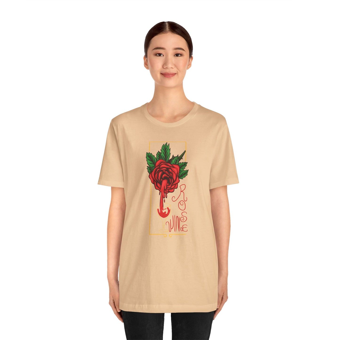 Rose Wine Unisex Tee, Perfect for Wine Lovers, Gifts for Her, Casual Date Night, Summer Apparel, Floral Graphic Shirt
