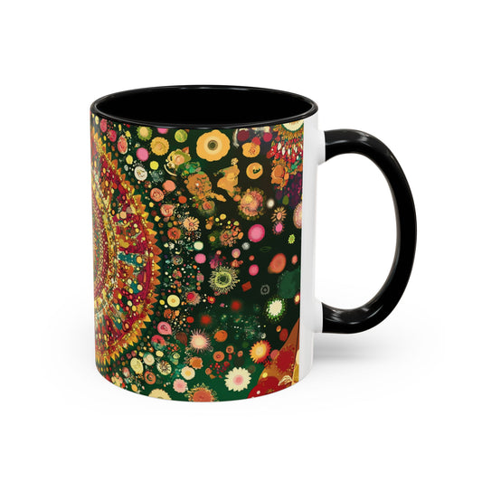 Vibrant Mandala Accent Coffee Mug, Colorful Drinkware.