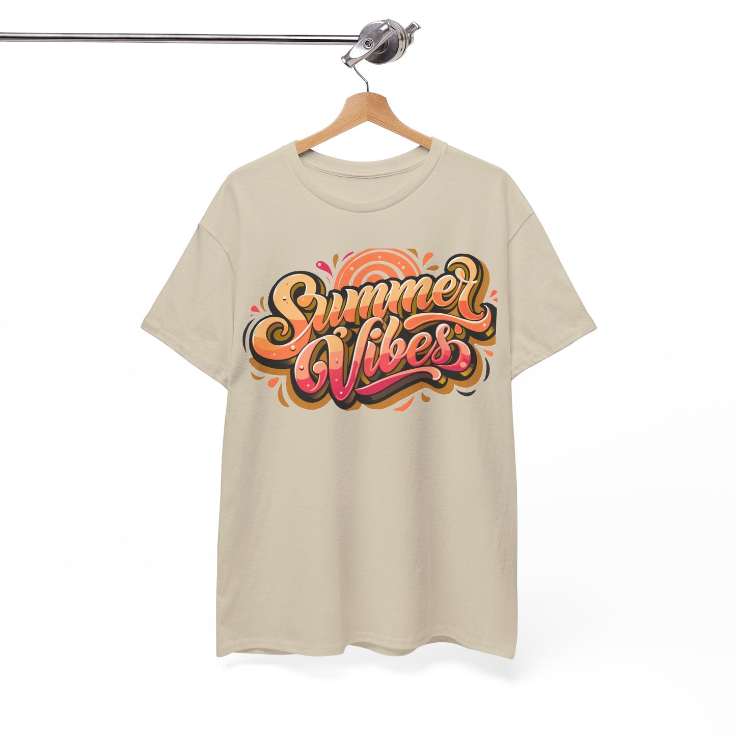 Summer Vibes Unisex Heavy Cotton Tee - Relaxed Fit, Casual Wear, Beach Outings, Gift for Friends, Summer Parties, Fun Graphic Tee