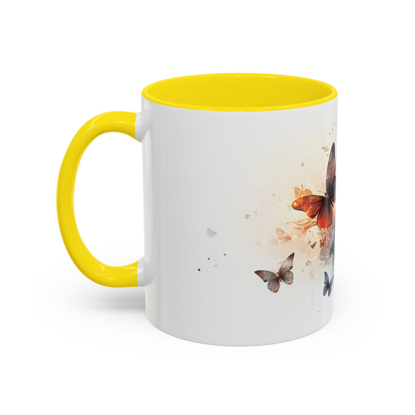 Butterfly Dreams Accent Coffee Mug - Artistic Drinkware, Gift for Nature Lovers, Home Decor, Birthday, Coffee Lovers