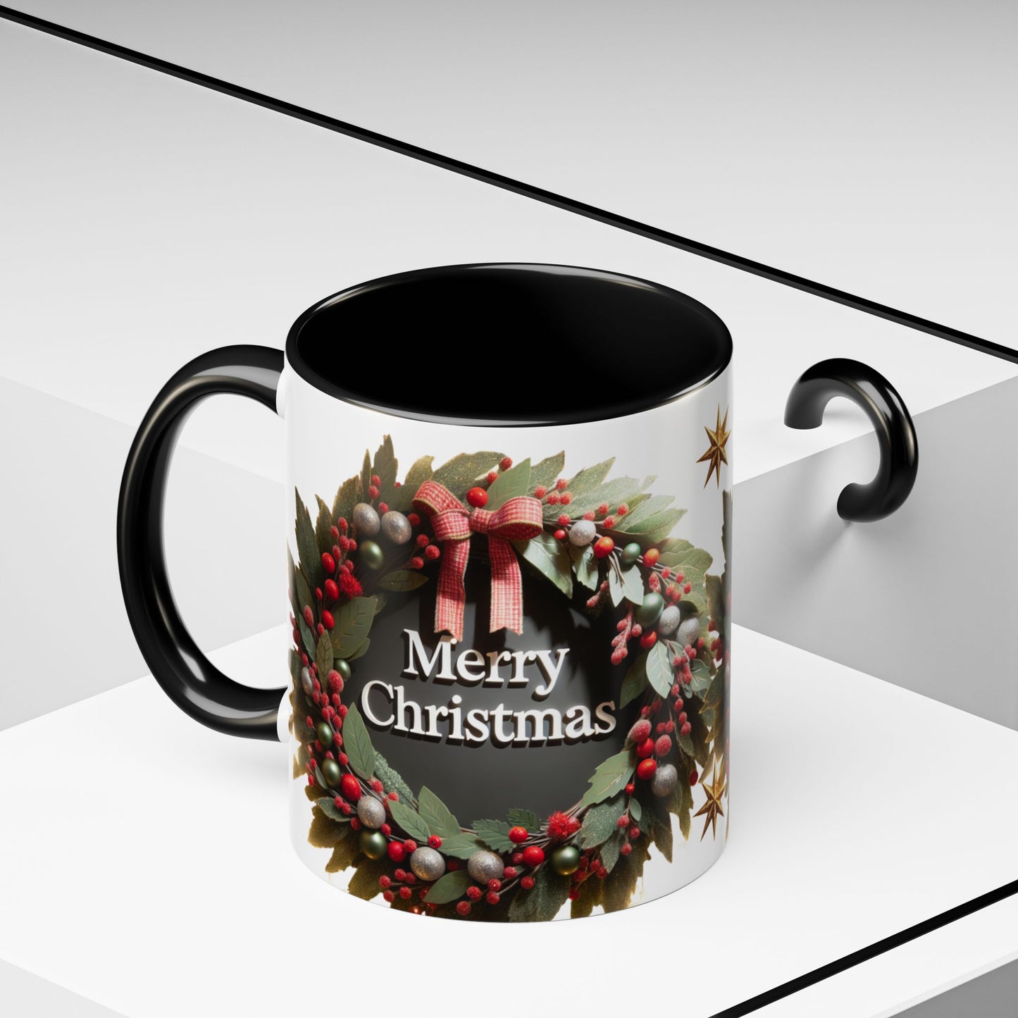 Festive Merry Christmas Mug, Holiday Coffee Cup.