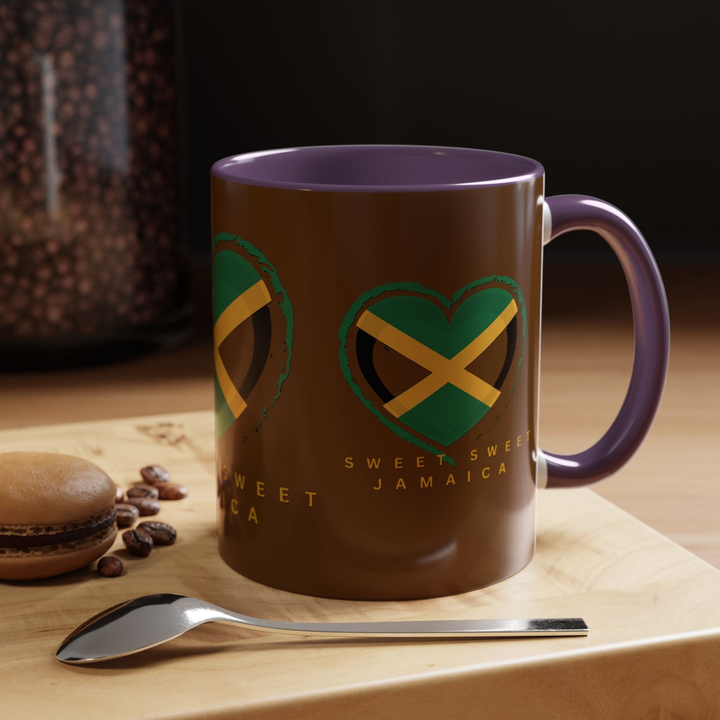 Accent Coffee Mug with Jamaican Heart Design - Perfect for Coffee Lovers, Gift for Travelers, Jamaica Celebration, or Home Decor