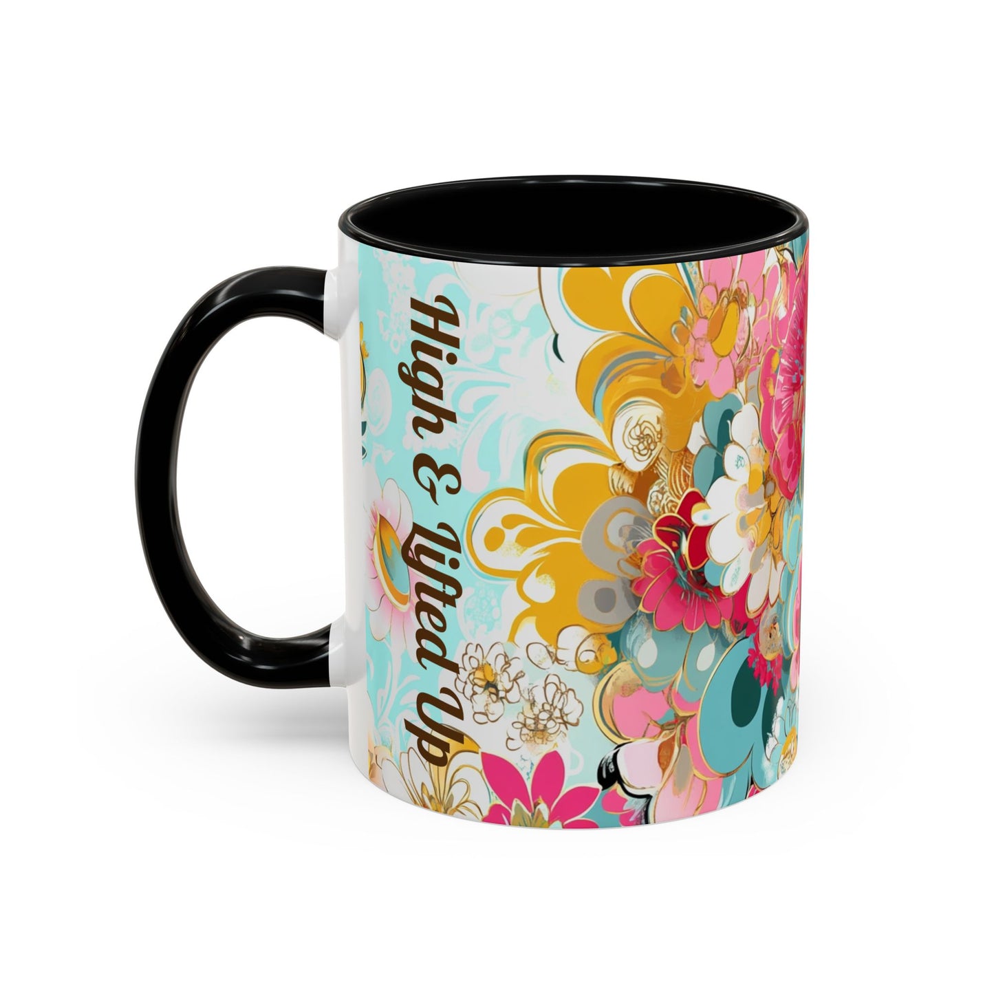 Vibrant Floral Accent Boho Coffee Mug, Floral.