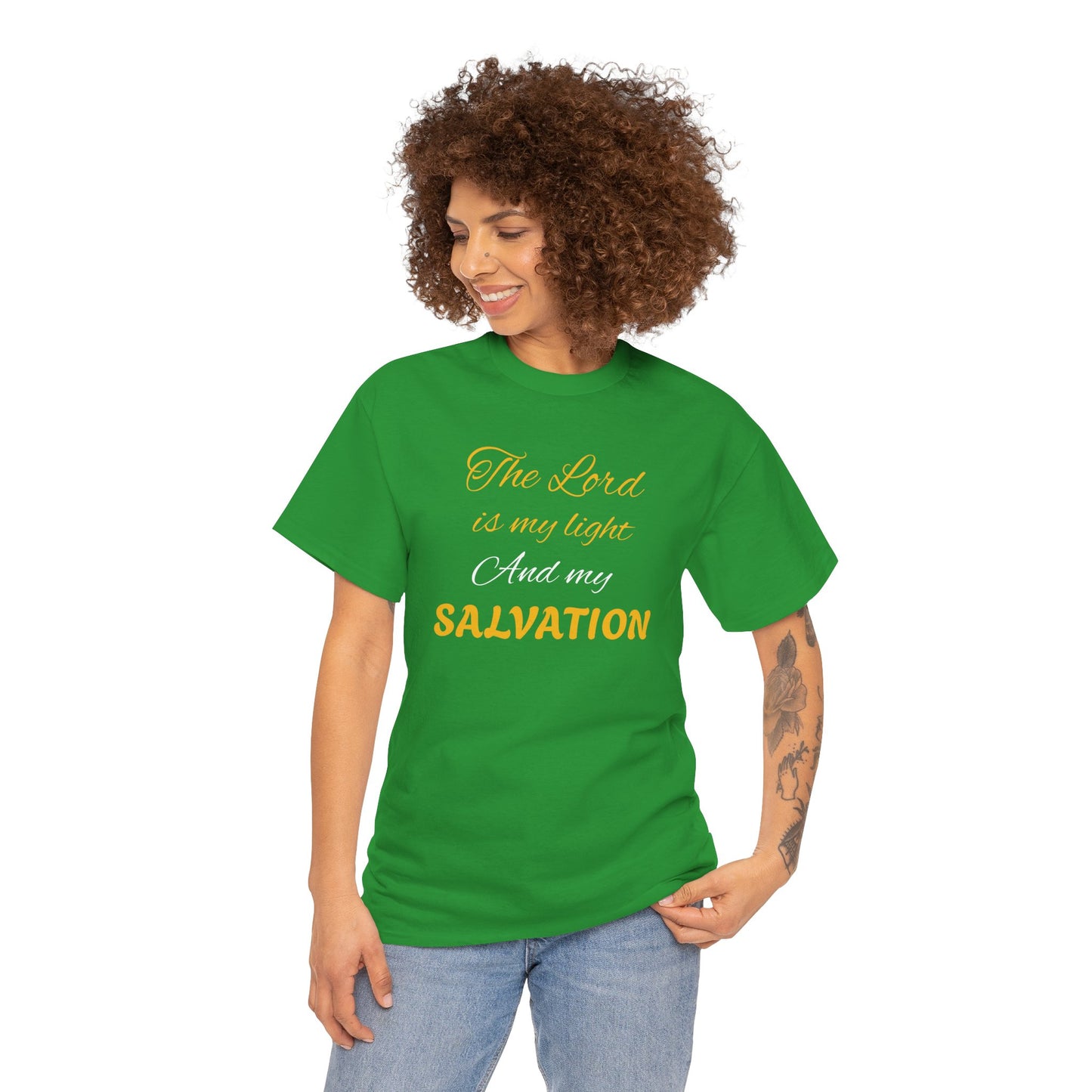 Inspirational Unisex Heavy Cotton Tee - 'The Lord is my light and my SALVATION'