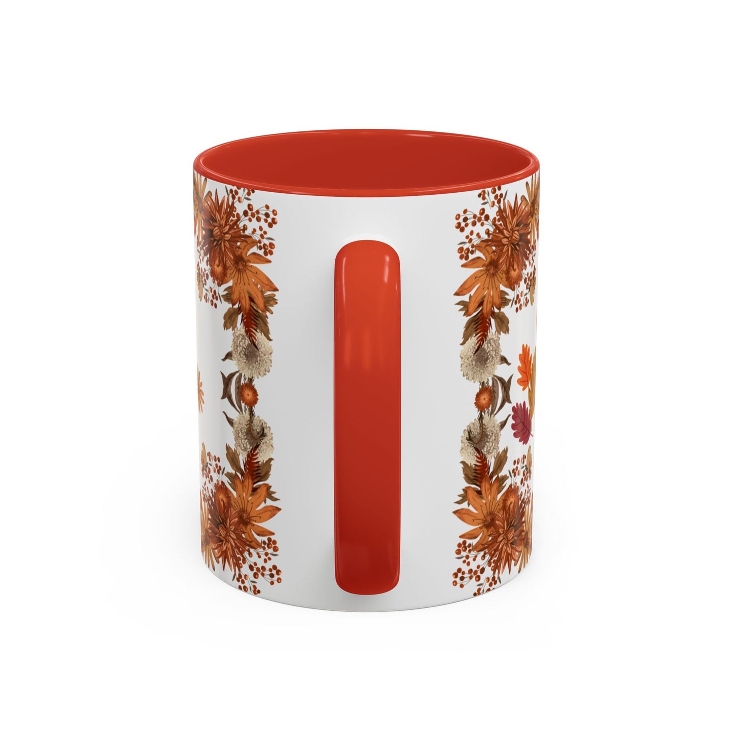 Fall Floral Accent Coffee Mug, Autumn Drinkware, Seasonal Gift, Hello Autumn.