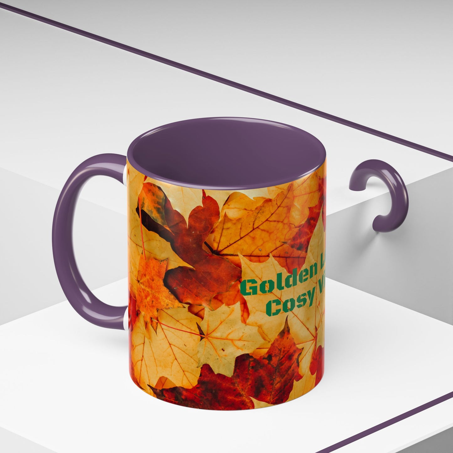 Leafy Falls Vibes, Accent Coffee Mug.