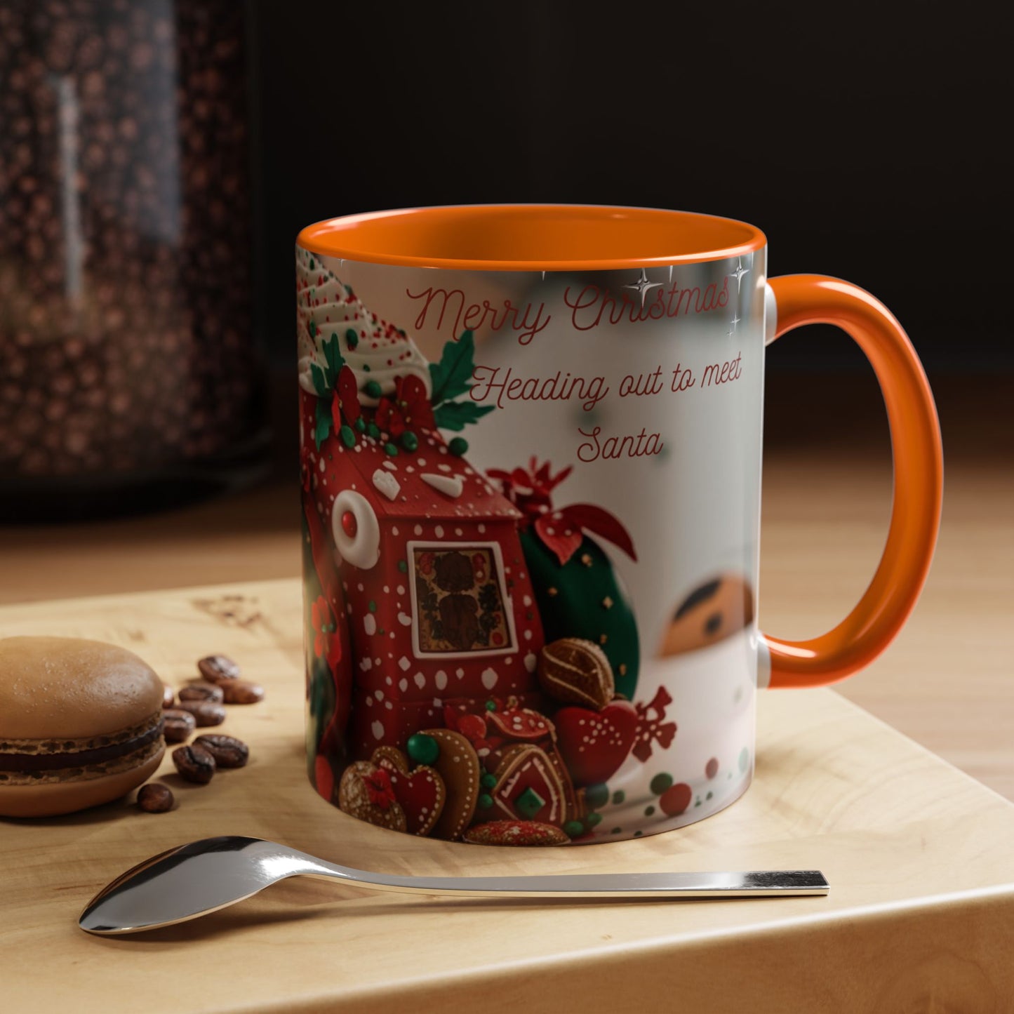 Festive Cat Coffee Mug, Holiday Gift, Christmas Coffee Cup.