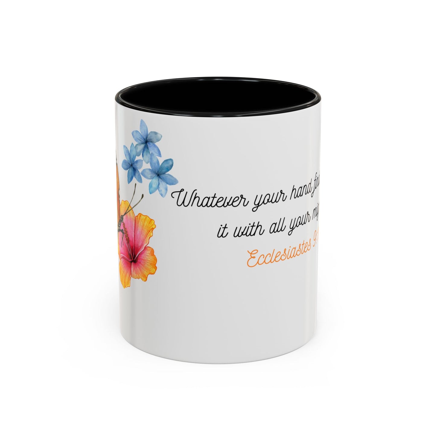 Inspirational Accent Mug - Butterfly Design, with Motivational words.