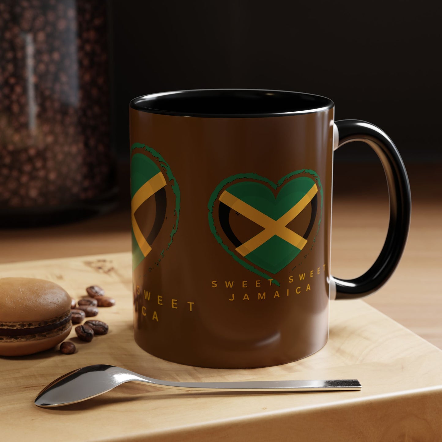 Accent Coffee Mug with Jamaican Heart Design - Perfect for Coffee Lovers, Gift for Travelers, Jamaica Celebration, or Home Decor
